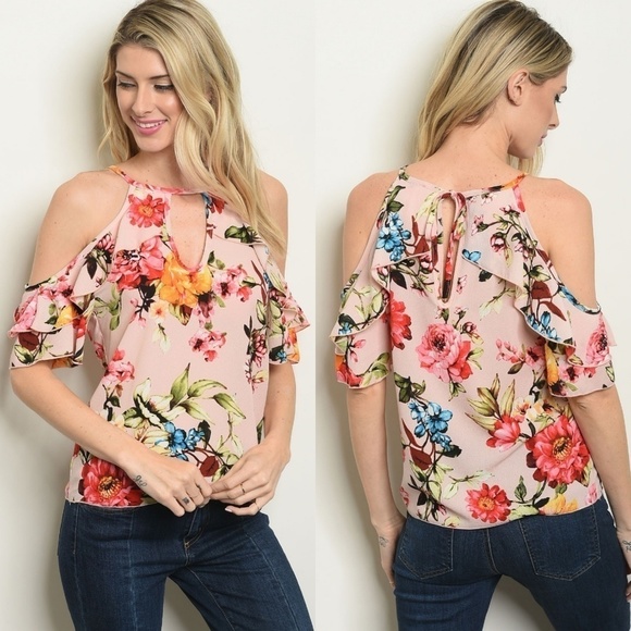 LAST Blush Pink Floral Blouse - Picture 5 of 6